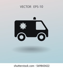 Flat  icon of ambulance vector illustration