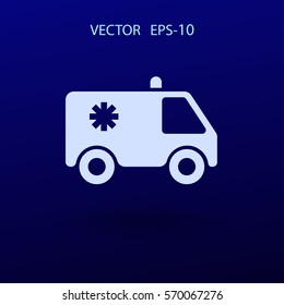 Flat  icon of ambulance vector illustration