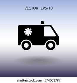 Flat  icon of ambulance vector illustration