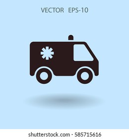 Ícone plano da ilustração do vetor de ambulância