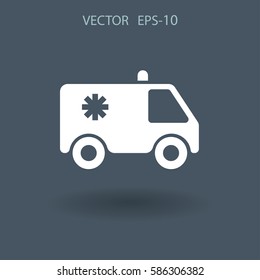 Flat  icon of ambulance vector illustration