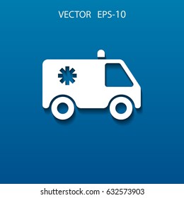 Ícone plano da ilustração do vetor de ambulância