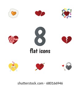 Flat Icon Amour Set Of Divorce, Scrambled, Key And Other Vector Objects. Also Includes Feeling, Celebration, Emotion Elements.
