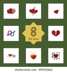 Flat Icon Amour Set Of Divorce, Sexuality Symbol, Closed And Other Vector Objects. Also Includes Gender, Divorce, Necklace Elements.