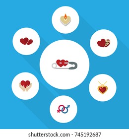 Flat Icon Amour Set Of Fire Wax, Necklace, Closed And Other Vector Objects. Also Includes Soul, Sign, Box Elements.