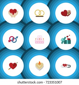Flat Icon Amour Set Of Heart, Save Love, Sexuality Symbol And Other Vector Objects. Also Includes Care, Gift, Fire Elements.