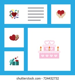 Flat Icon Amour Set Of Save Love, Gift, Patisserie And Other Vector Objects. Also Includes Gift, Hand, Chocolate Elements.