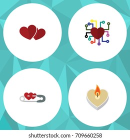 Flat Icon Amour Set Of Soul, Fire Wax, Emotion And Other Vector Objects. Also Includes Soul, Heart, Love Elements.