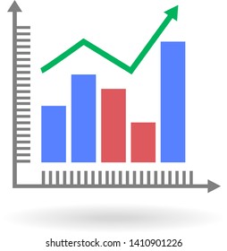 flat icon analytic graph with a growing trend isolated