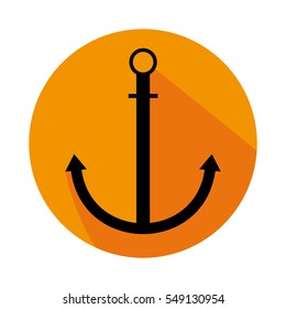 Flat Icon With Anchor Long Shadow For Travel