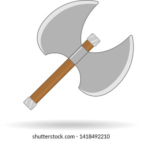 flat icon of ancient metal weapon ax isolated