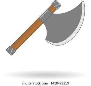flat icon of ancient metal weapon ax isolated