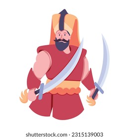 Flat icon of ancient warrior 
