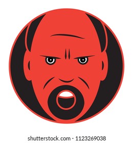 Flat icon of an angry man