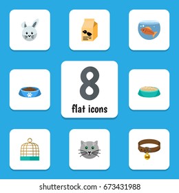 Flat Icon Animal Set Of Feeding, Nutrition Box, Bird Prison And Other Vector Objects. Also Includes Food, Box, Cat Elements.