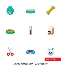 Flat Icon Animal Set Of Fish Nutrient, Feeding, Osseous And Other Vector Objects. Also Includes Bone, Box, Cat Elements.
