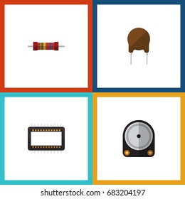 Flat Icon Appliance Set Of Hdd, Mainframe, Resistance And Other Vector Objects. Also Includes Hard, Processor, Unit Elements.