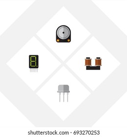 Flat Icon Appliance Set Of Hdd, Display, Resist And Other Vector Objects. Also Includes Calculate, Coil, Hdd Elements.