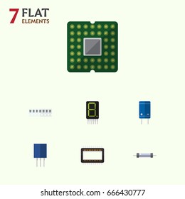 Flat Icon Appliance Set Of Mainframe, Unit, Receptacle And Other Vector Objects. Also Includes Recipient, Calculator, Processor Elements.