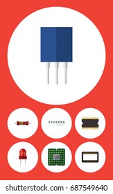 Flat Icon Appliance Set Of Mainframe, Receptacle, Unit And Other Vector Objects. Also Includes Recipient, Central, Transistor Elements.