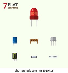 Flat Icon Appliance Set Of Memory, Recipient, Resist And Other Vector Objects. Also Includes Transistor, Calculator, Fiildistor Elements.