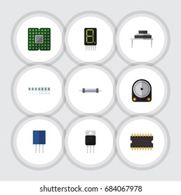 Flat Icon Appliance Set Of Memory, Hdd, Destination And Other Vector Objects. Also Includes Drive, Receptacle, Resistance Elements.