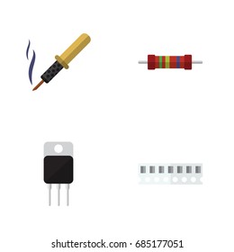 Flat Icon Appliance Set Of Memory, Receiver, Repair And Other Vector Objects. Also Includes Access, Memory, Receiver Elements.