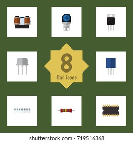 Flat Icon Appliance Set Of Receiver, Transducer, Coil Copper And Other Vector Objects. Also Includes Electronics, Spool, Receptacle Elements.