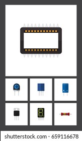 Flat Icon Appliance Set Of Receptacle, Transducer, Receiver And Other Vector Objects. Also Includes Resistance, Display, Receiver Elements.
