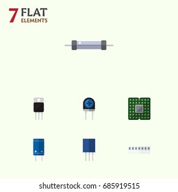 Flat Icon Appliance Set Of Receptacle, Transducer, Unit And Other Vector Objects. Also Includes Receiver, Random, Resistance Elements.