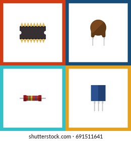 Flat Icon Appliance Set Of Receptacle, Triode, Microprocessor And Other Vector Objects. Also Includes Triode, Receptacle, Transistor Elements.