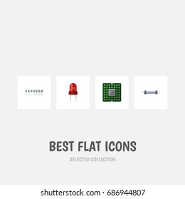 Flat Icon Appliance Set Of Recipient, Unit, Memory And Other Vector Objects. Also Includes Processor, Random, Unit Elements.