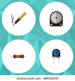 Flat Icon Appliance Set Of Repair, Transducer, Hdd And Other Vector Objects. Also Includes Hard, Transistor, Copper Elements.