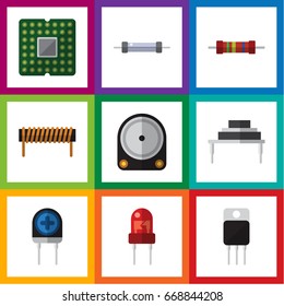 Flat Icon Appliance Set Of Resistance, Destination, Hdd And Other Vector Objects. Also Includes Receiver, Resistor, Electronics Elements.