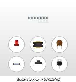 Flat Icon Appliance Set Of Resistor, Memory, Destination And Other Vector Objects. Also Includes Recipient, Resistance, Memory Elements.