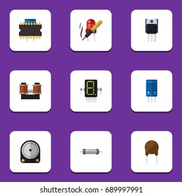 Flat Icon Appliance Set Of Resistor, Hdd, Display And Other Vector Objects. Also Includes Resistance, Resistor, Hdd Elements.