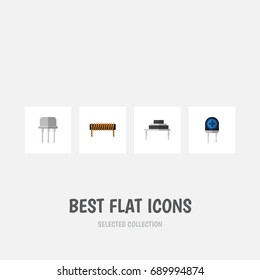 Flat Icon Appliance Set Of Transducer, Destination, Resist And Other Vector Objects. Also Includes Transducer, Copper, Resist Elements.