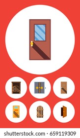 Flat Icon Approach Set Of Wooden Fence, Entry, Lobby And Other Vector Objects. Also Includes Approach, Wooden, Exit Elements.