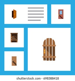 Flat Icon Approach Set Of Wooden Fence, Entry, Entrance And Other Vector Objects. Also Includes Gate, Approach, Wooden Elements.