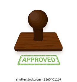 Flat icon with approved stamp hand for paper design. Business concept. Vector illustration.