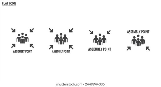 Flat icon of Assembly point sign. gathering point signboard, Assembly point icon, emergency evacuation icon symbol, assembly sign vector illustration in transparent background.