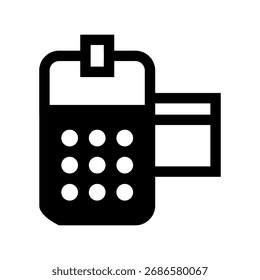 Um ícone plano de um ATM com um movimento de passar o dedo para transações digitais