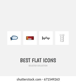Flat Icon Auto Set Of Headlight, Packing, Auto Component And Other Vector Objects. Also Includes Car, Taillight, Crankshaft Elements.