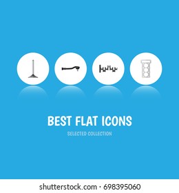 Flat Icon Auto Set Of Input Technology, Steels Shafts, Car Segment And Other Vector Objects. Also Includes Segment, Spherical, Gasket Elements.