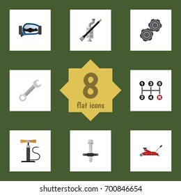 Flat Icon Auto Set Of Lifting, Belt, Carrying And Other Vector Objects. Also Includes Wheel, Coupler, Pipeline Elements.