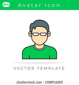 Flat Icon Avatar Man With Glasses