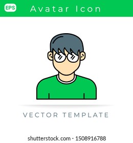 Flat Icon Avatar Man With Green Shirt