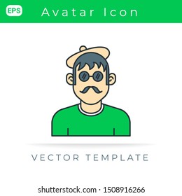 Flat Icon Avatar Man old style