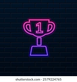 Flat Icon Award Trophy Cup. neon style.