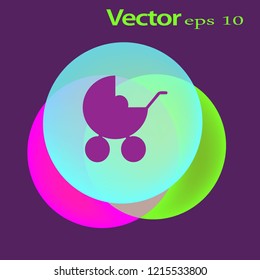 Flat icon. Baby carriage.